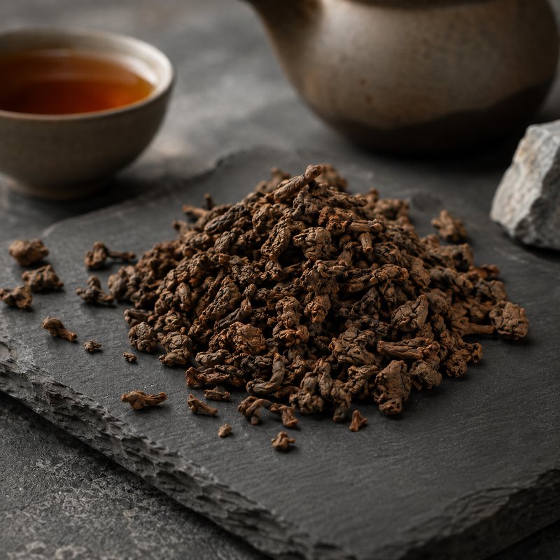 Feuilles de thé noir Assamica du Triangle d'Or servies en Gong Fu Cha